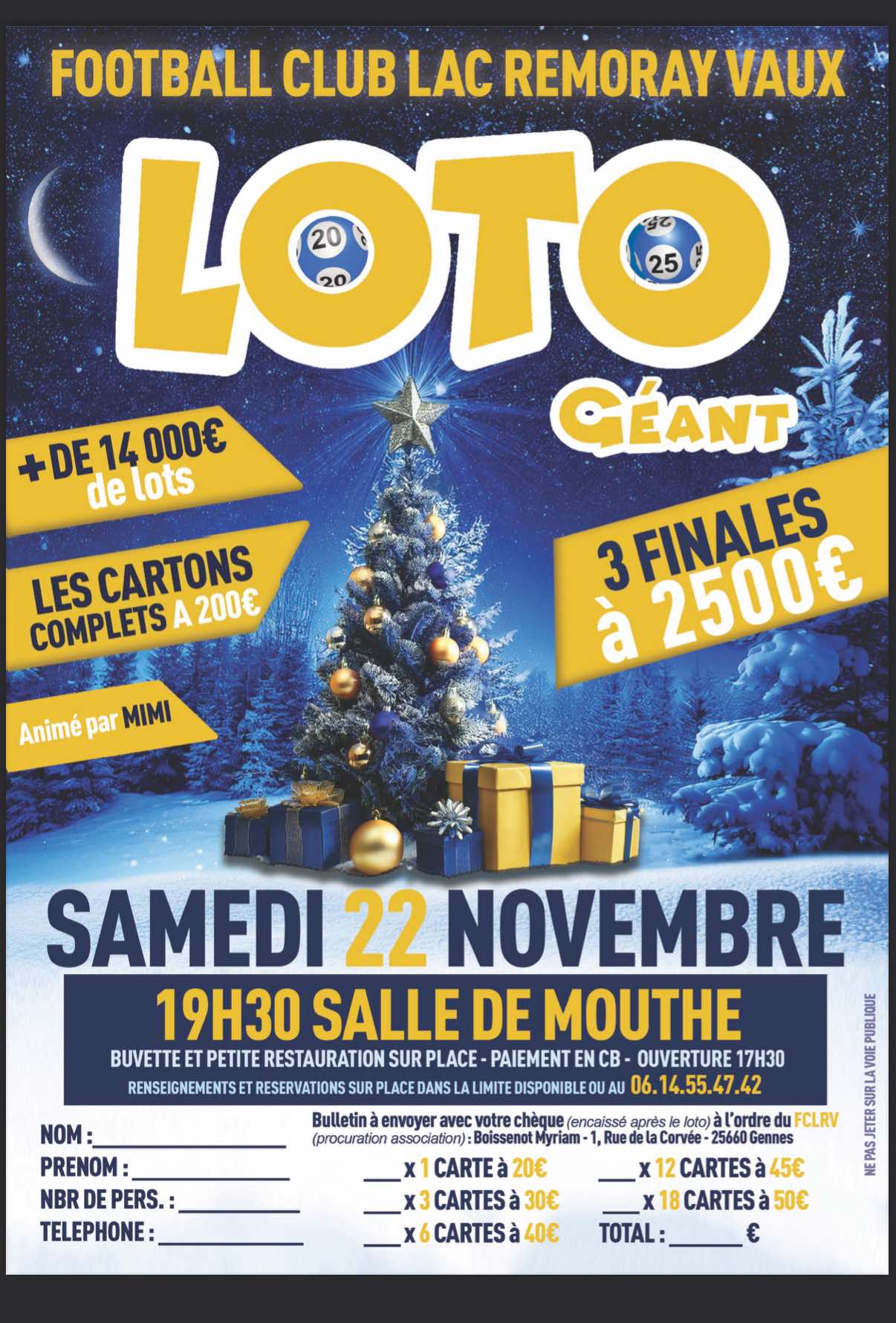 Bulletin d'inscription - Loto Géant FC Lac Remoray Vaux